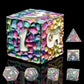 Haxtec Meteorite Texture Metal DnD Dice Set Colorful White Numbers
