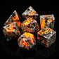 Haxtec Flame Yooperlite Handmade Gemstone Dice with Orange Veins