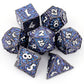 Haxtec Meteorite Texture Metal DnD Dice Set Flash Blue Purple with White Numbers