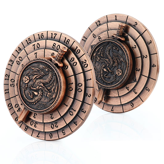 Spinner Dice 7-in-1 Metal DND Dice Set Fidget Spinner Dice Dragon Sword Novelty DND Gifts Antique Copper