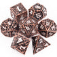 Haxtec Meteorite Texture Metal DnD Dice Set Ancient Cooper White Numbers