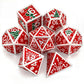 Haxtec Christmas Metal DnD Dice with Leather Pouch - Red Green with Gold Edge