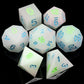 Haxtec Sharp Edge Dice Set Cute Pink Blue Green Pastel Resin DND Dice Set with Dice Case