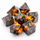 Haxtec Flame Yooperlite Handmade Gemstone Dice with Orange Veins