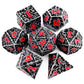 Haxtec Meteorite Texture Metal DnD Dice Set Iron Red Numbers
