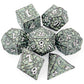 Haxtec Meteorite Texture Metal DnD Dice Set Aqua Light Green White  Numbers
