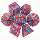 Haxtec Christmas Metal DnD Dice with Leather Pouch - Red Green with Gold Edge