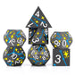 Haxtec Star Track Metal DND Dice Set for Dungeons and Dragons TTRPG-Black Blue Yellow