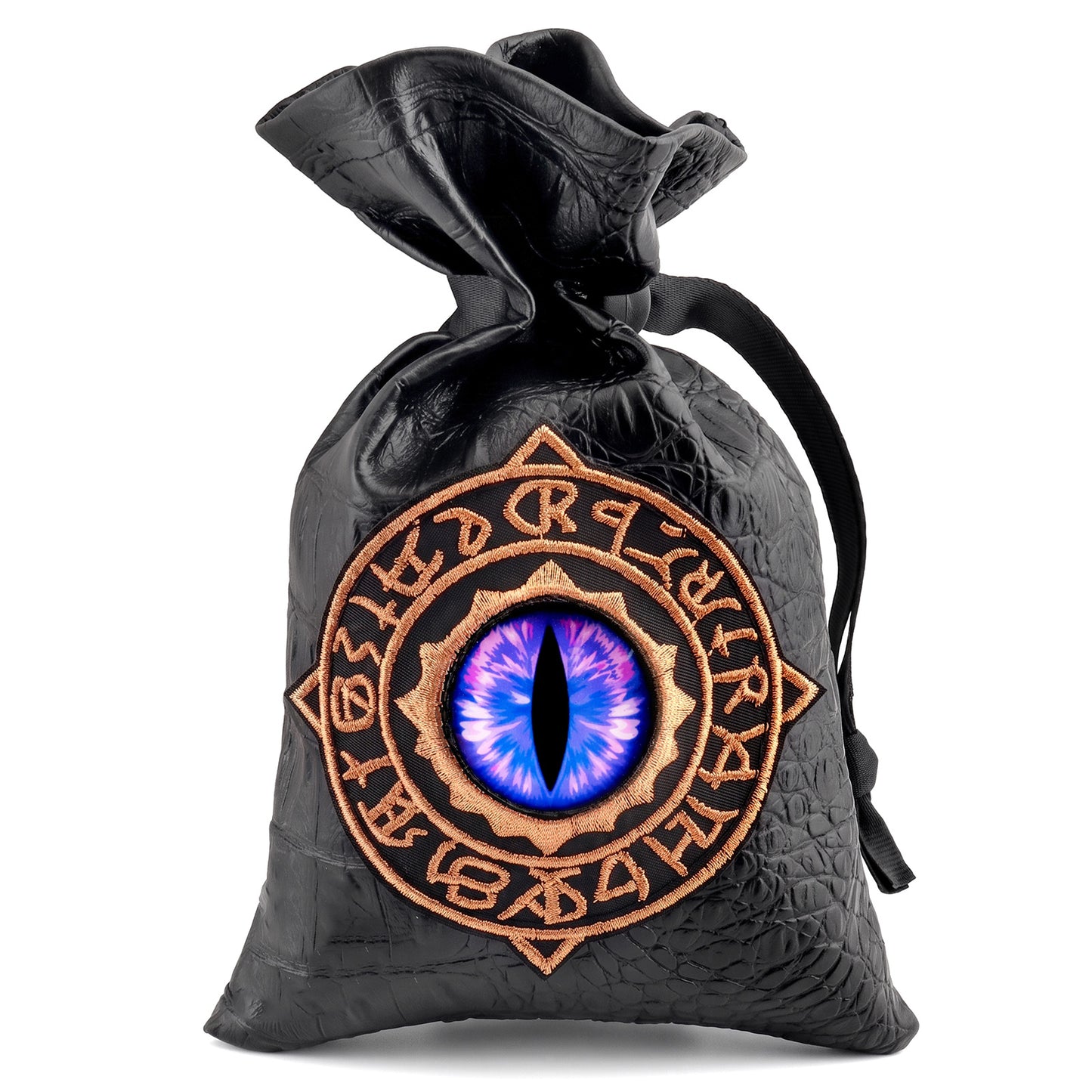Haxtec Embroidered Rune-Infused Purple Dragon Eye PU Leather Bag