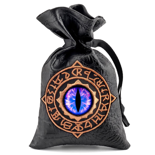 Haxtec Embroidered Rune-Infused Purple Dragon Eye PU Leather Bag