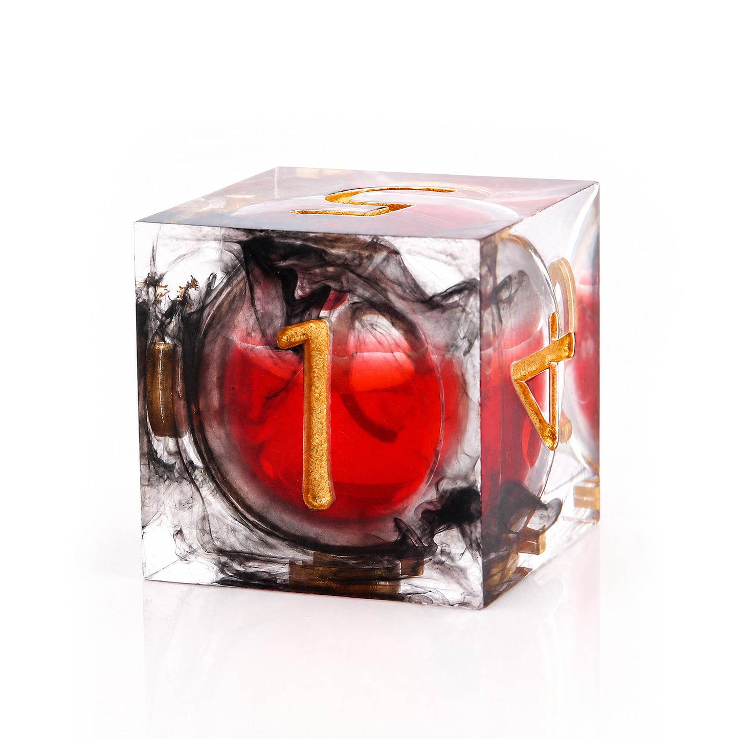 Haxtec Blood Black Red Liquid Core Sharp Edge Resin DND Dice Set Gold Numbering with Metal Case