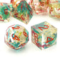 Haxtec Flower Sharp Edge Dice Set DND Dice Teal Leaf D&D Dice for Dungeons and Dragons Gift