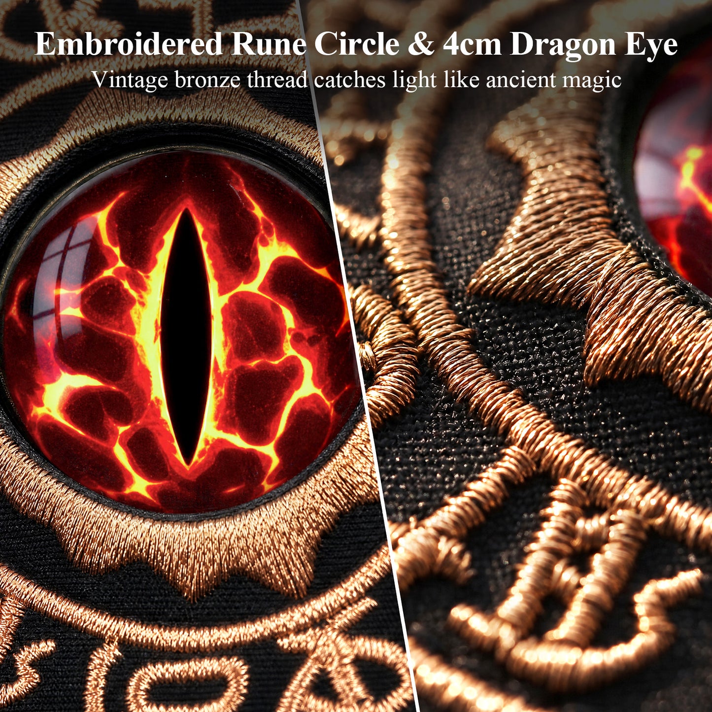 Haxtec Embroidered Rune-Infused Red Dragon Eye PU Leather Bag