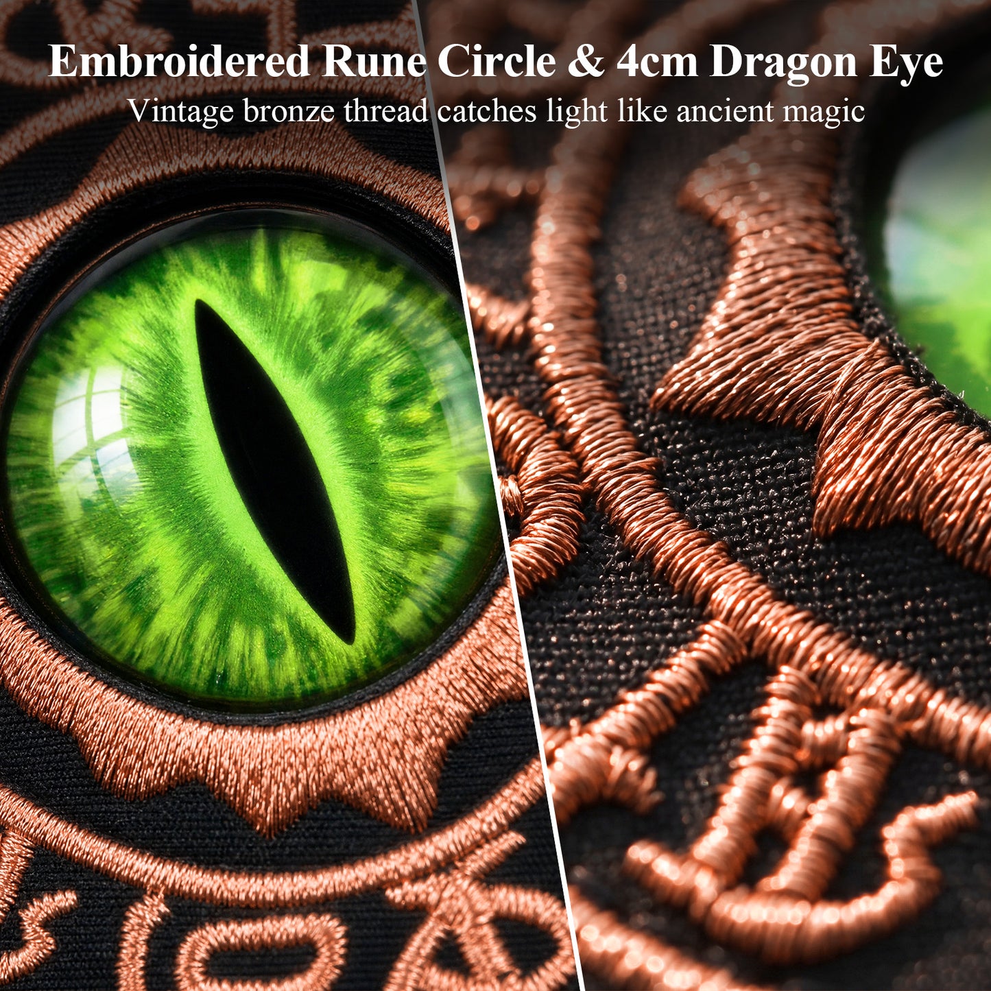 Haxtec Embroidered Rune-Infused Green Dragon Eye PU Leather Bag