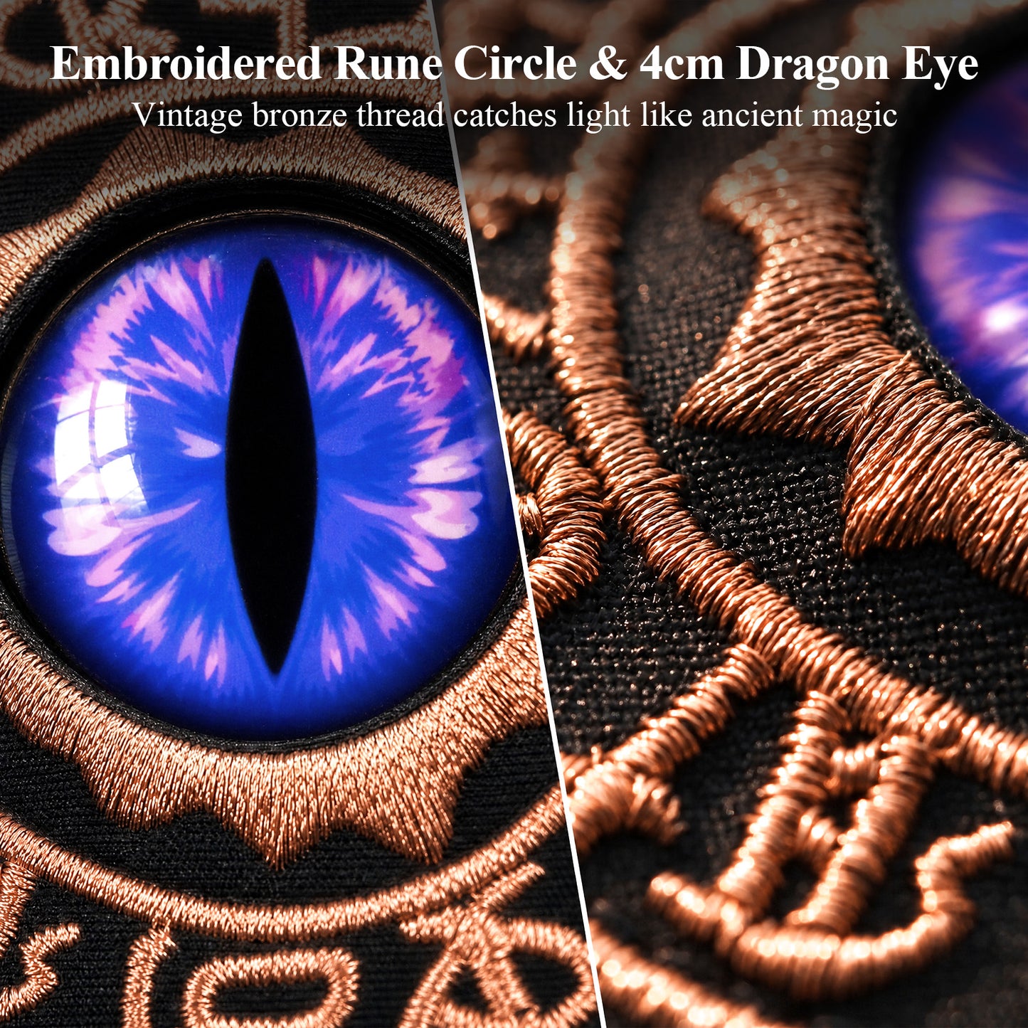 Haxtec Embroidered Rune-Infused Purple Dragon Eye PU Leather Bag