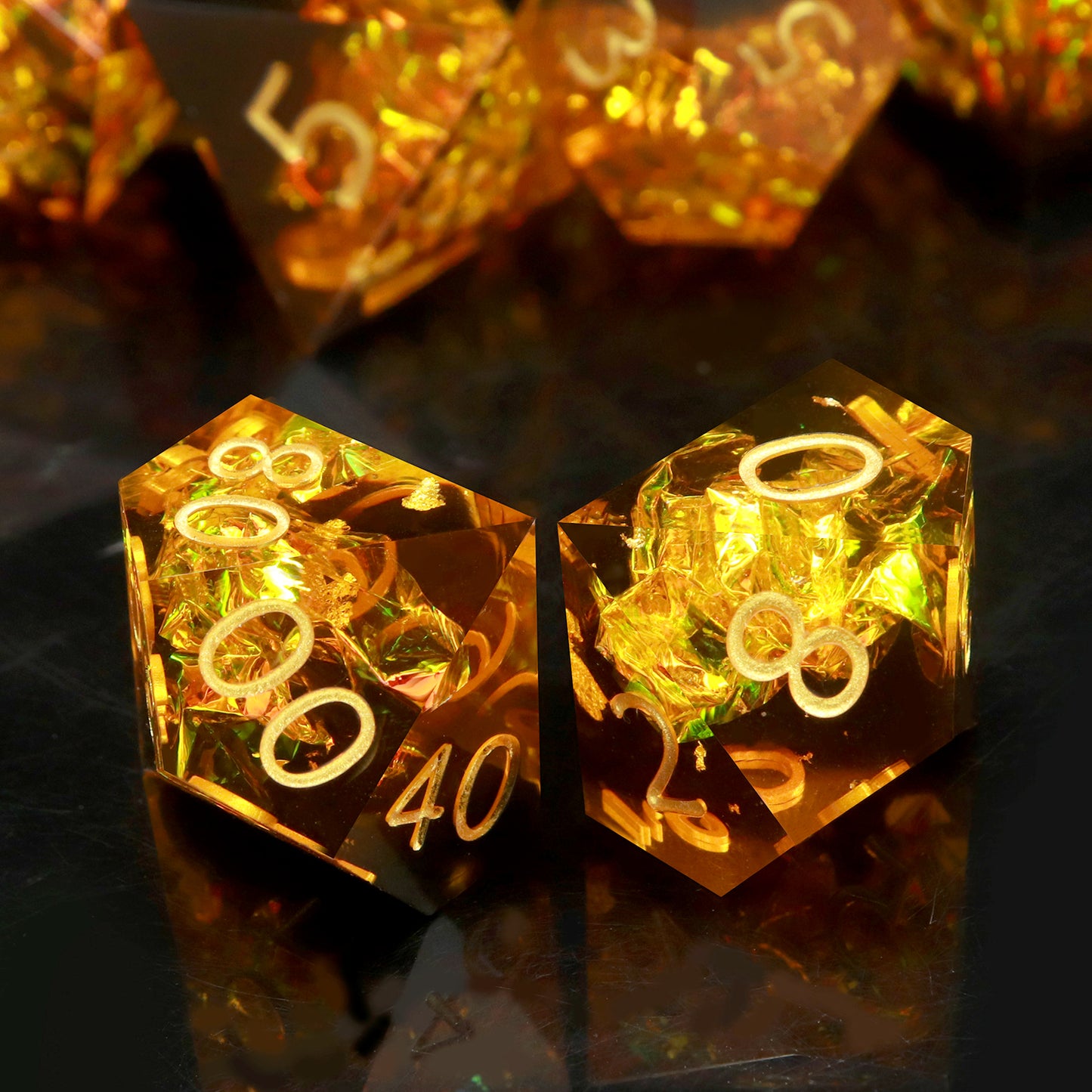 Haxtec Sharp Edge Dice Set DND Dice D&D Dice for Dungeons and Dragons Gift-Fire Galaxy