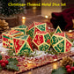 Haxtec Christmas Metal DnD Dice with Leather Pouch - Red Green with Gold Edge