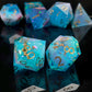 Haxtec Sharp Edge Dice Set Blue Pink DND Dice D&D Dice for Dungeons and Dragons Gift-Coral Sea