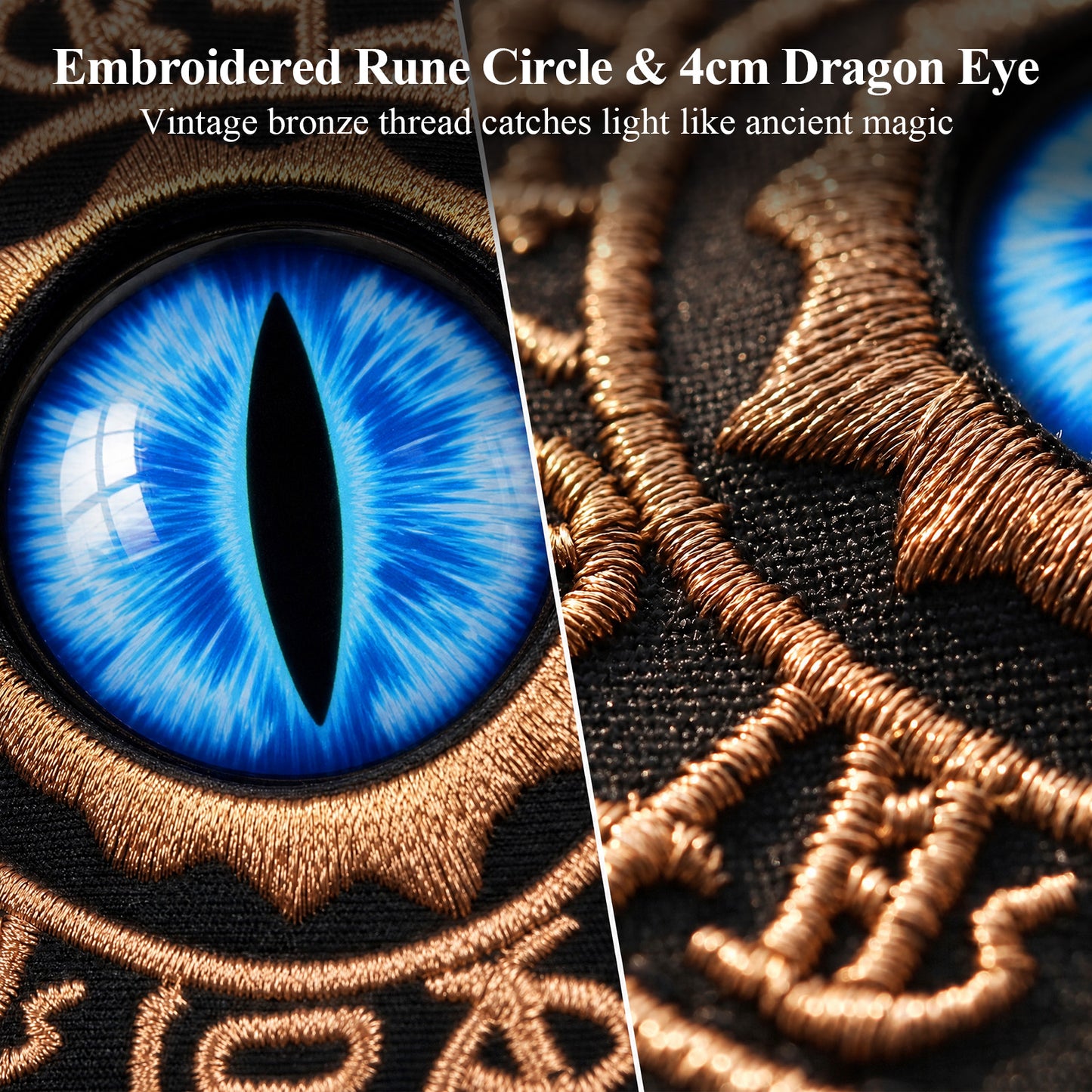 Haxtec Embroidered Rune-Infused Blue Dragon Eye PU Leather Bag