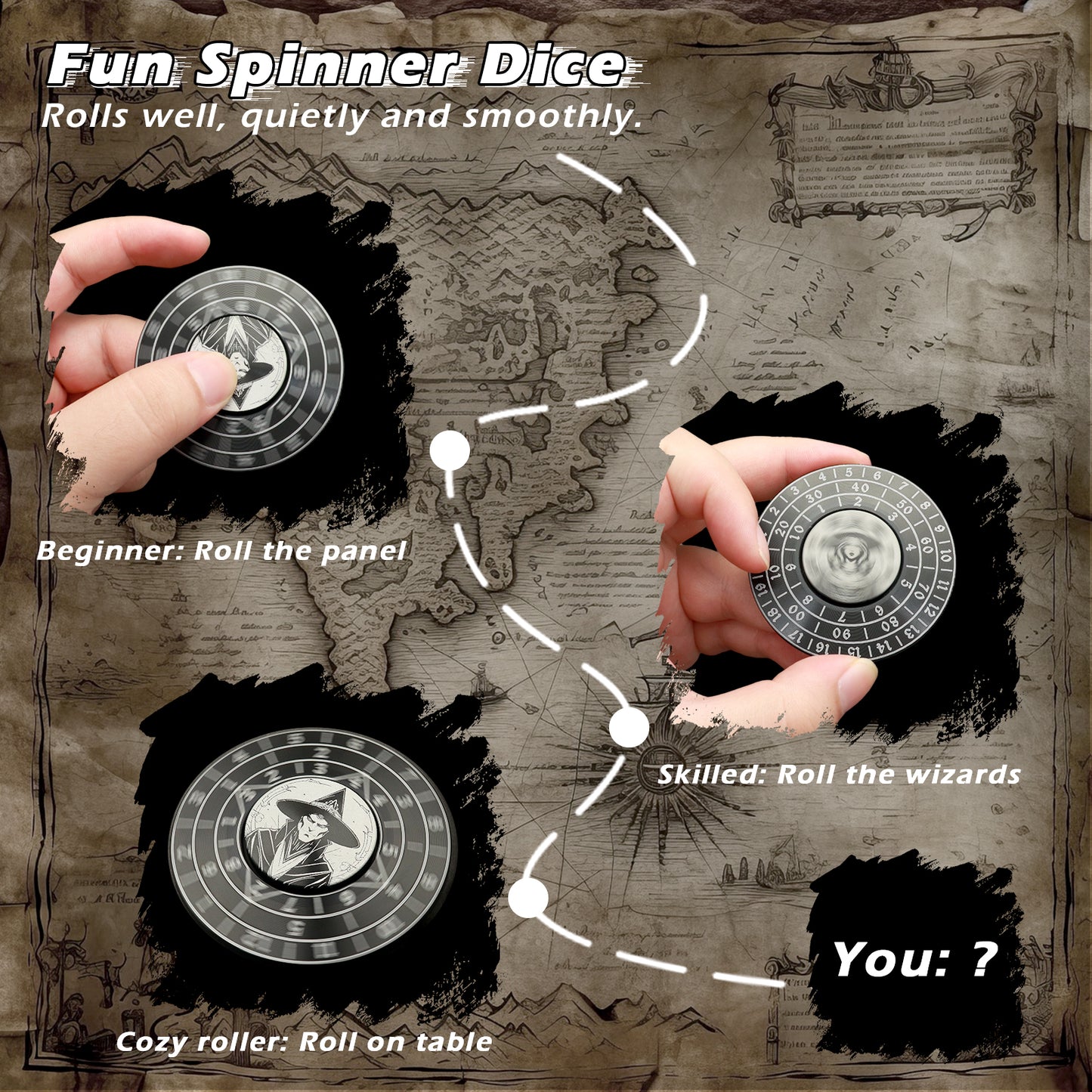 Spinner Dice 7-in-1 Metal DND Dice Set Fidget Spinner Dice Novelty DND Gifts