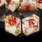 Haxtec Sharp Edge DND Dice Red Flower Resin Dice Set with Dice Case