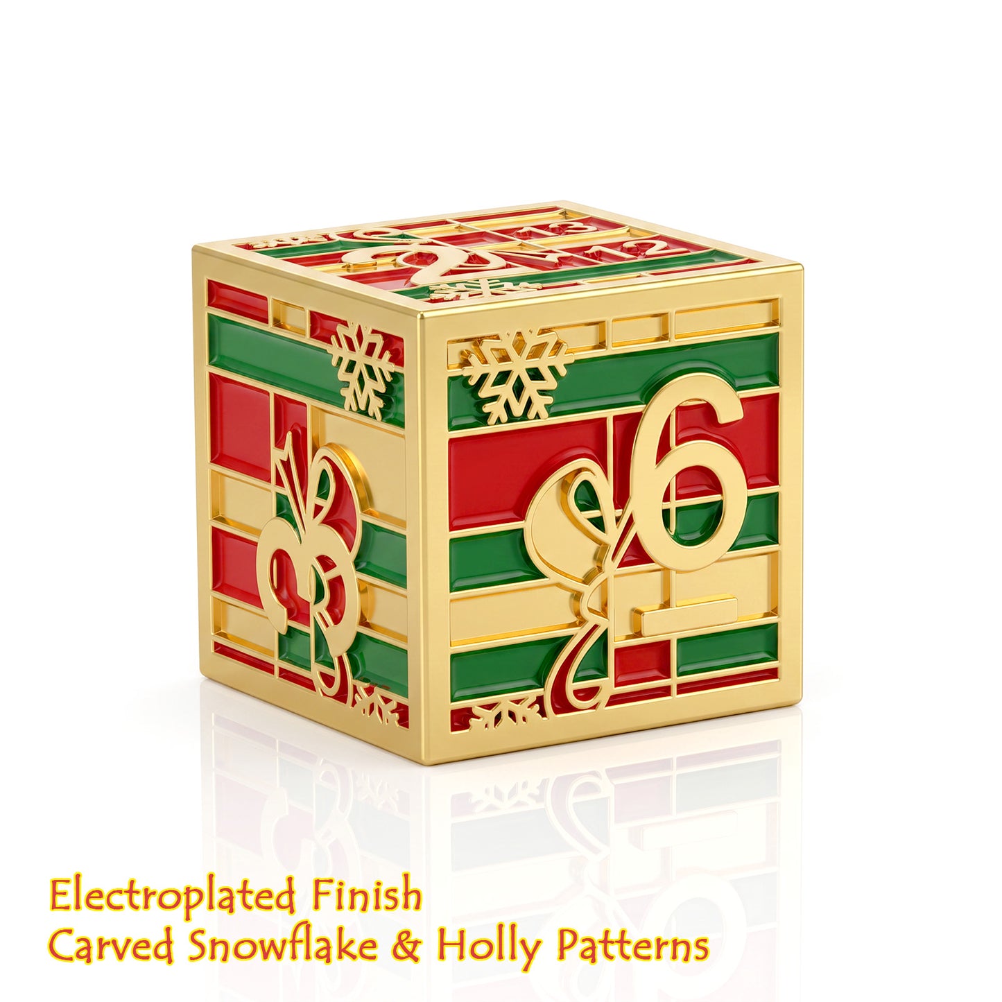 Haxtec Christmas Metal DnD Dice with Leather Pouch - Red Green with Gold Edge