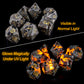 Haxtec Flame Yooperlite Handmade Gemstone Dice with Orange Veins