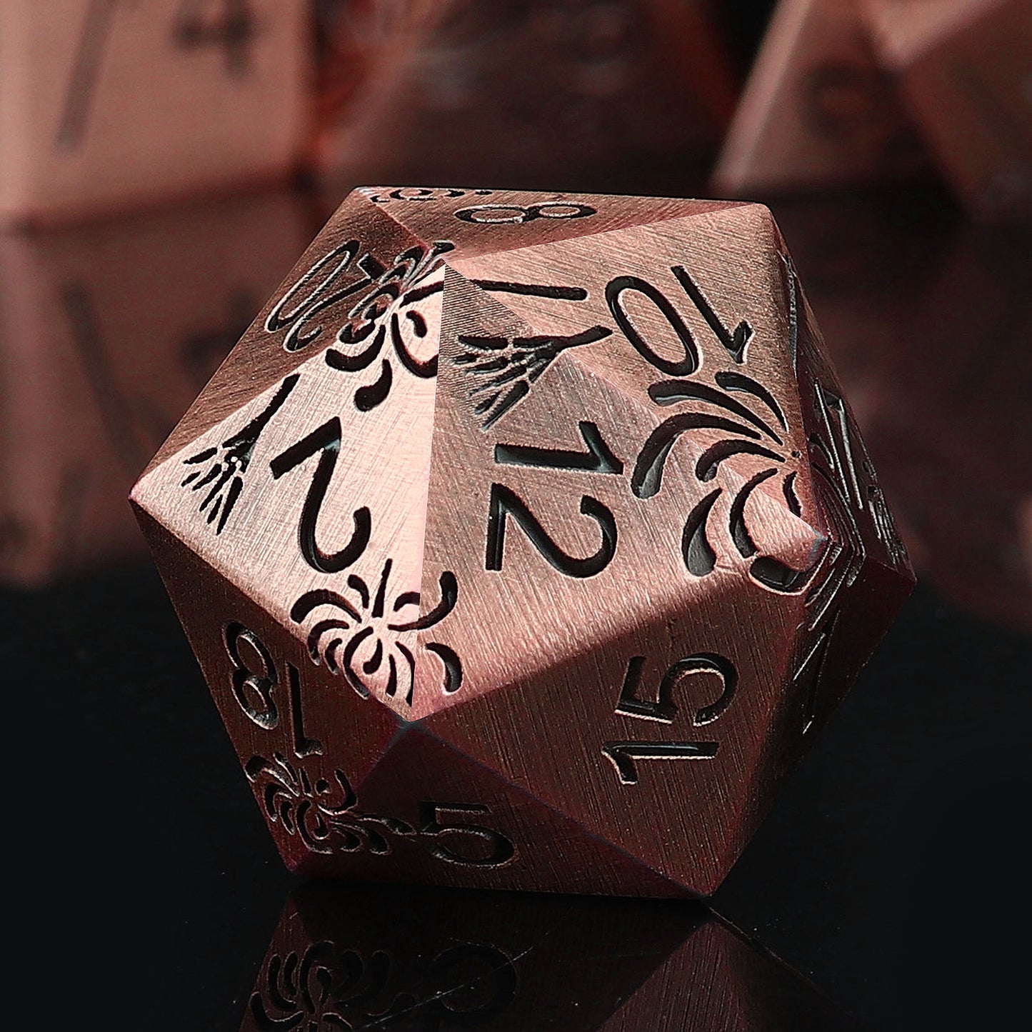 Haxtec Antique Spider Lily Metal DND Dice Set for Dungeons and Dragons TTRPG-Antique Copper