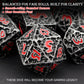 Haxtec Meteorite Texture Metal DnD Dice Set Iron Red Numbers