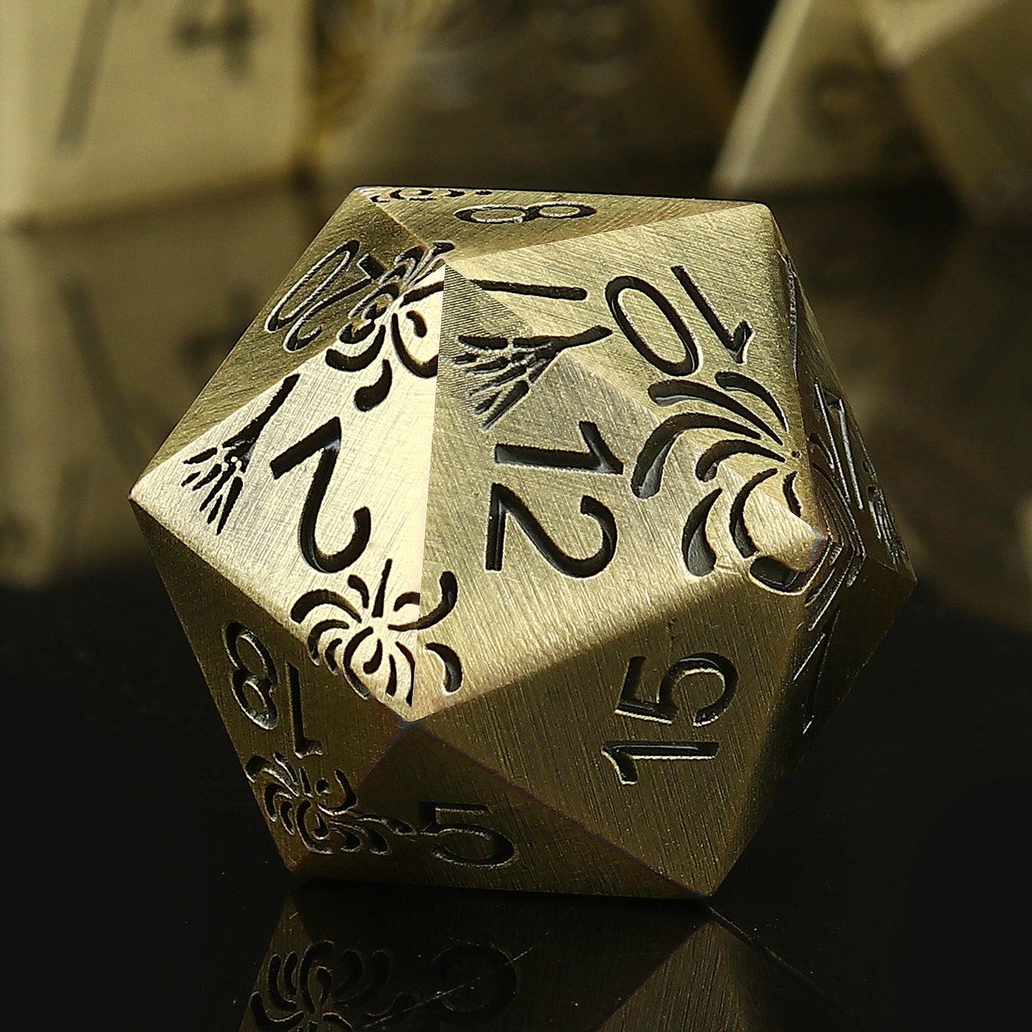 Haxtec Antique Spider Lily Metal DND Dice Set for Dungeons and Dragons TTRPG-Antique Bronze