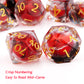 Haxtec Crimson Nebula Liquid Core Dice – Diamond-Cut Resin Set with Metal Case