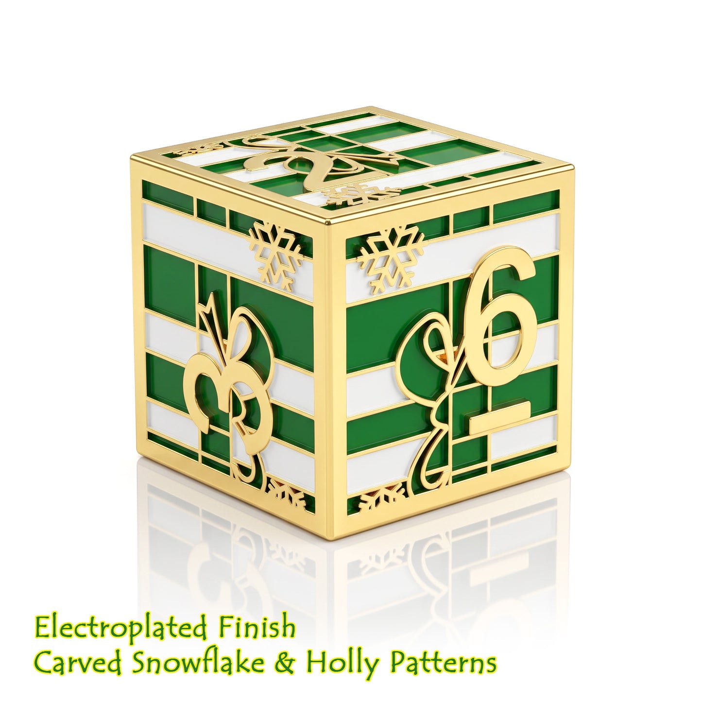 Haxtec Christmas Metal DnD Dice Set with Leather Pouch – Evergreen with Gold Edge