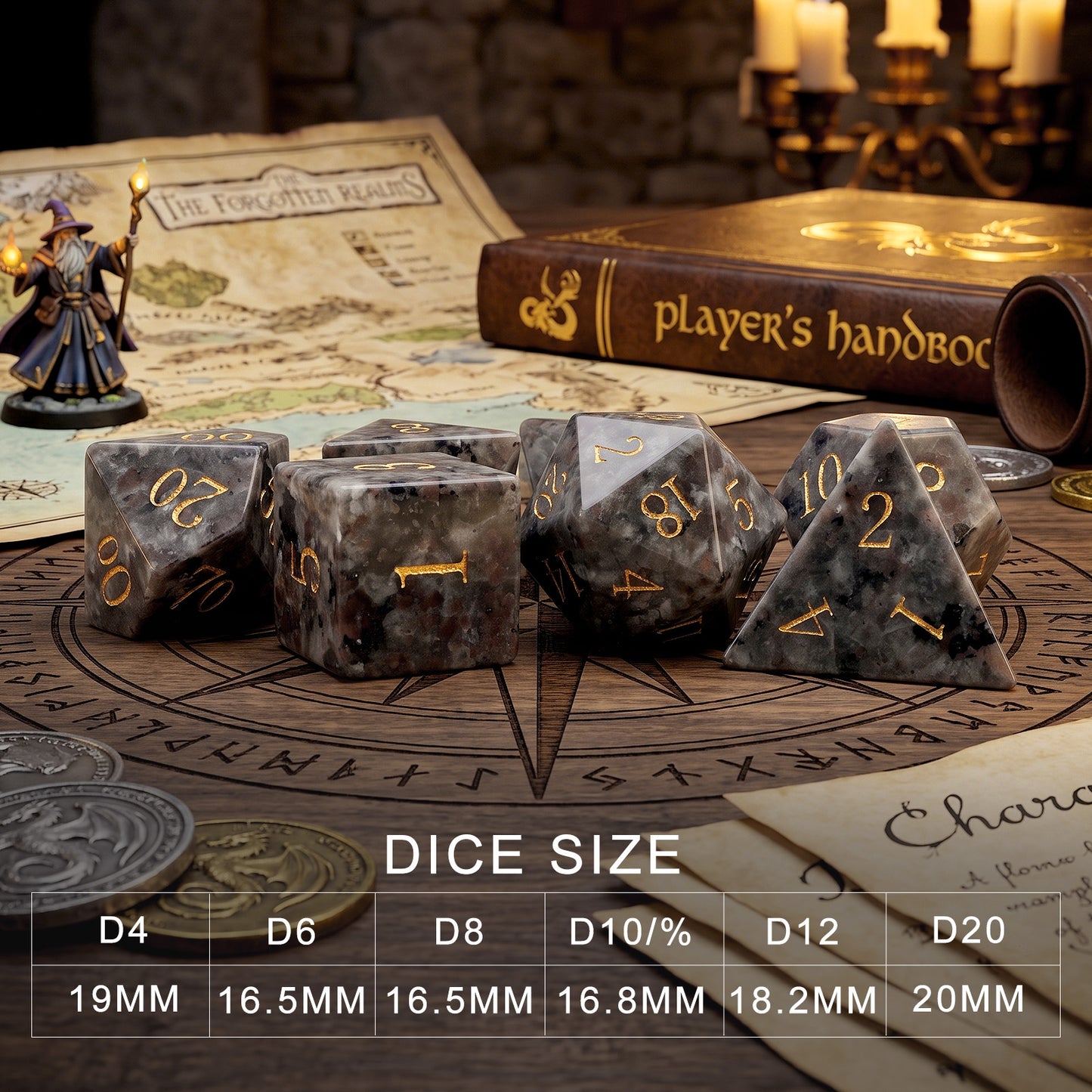 Haxtec Flame Yooperlite Handmade Gemstone Dice with Orange Veins