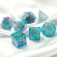 Haxtec Sharp Edge Dice Set Blue Pink DND Dice D&D Dice for Dungeons and Dragons Gift-Coral Sea
