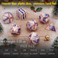 Haxtec Christmas Metal DnD Dice Set with Leather Pouch – Blue White with Rose Gold Edge
