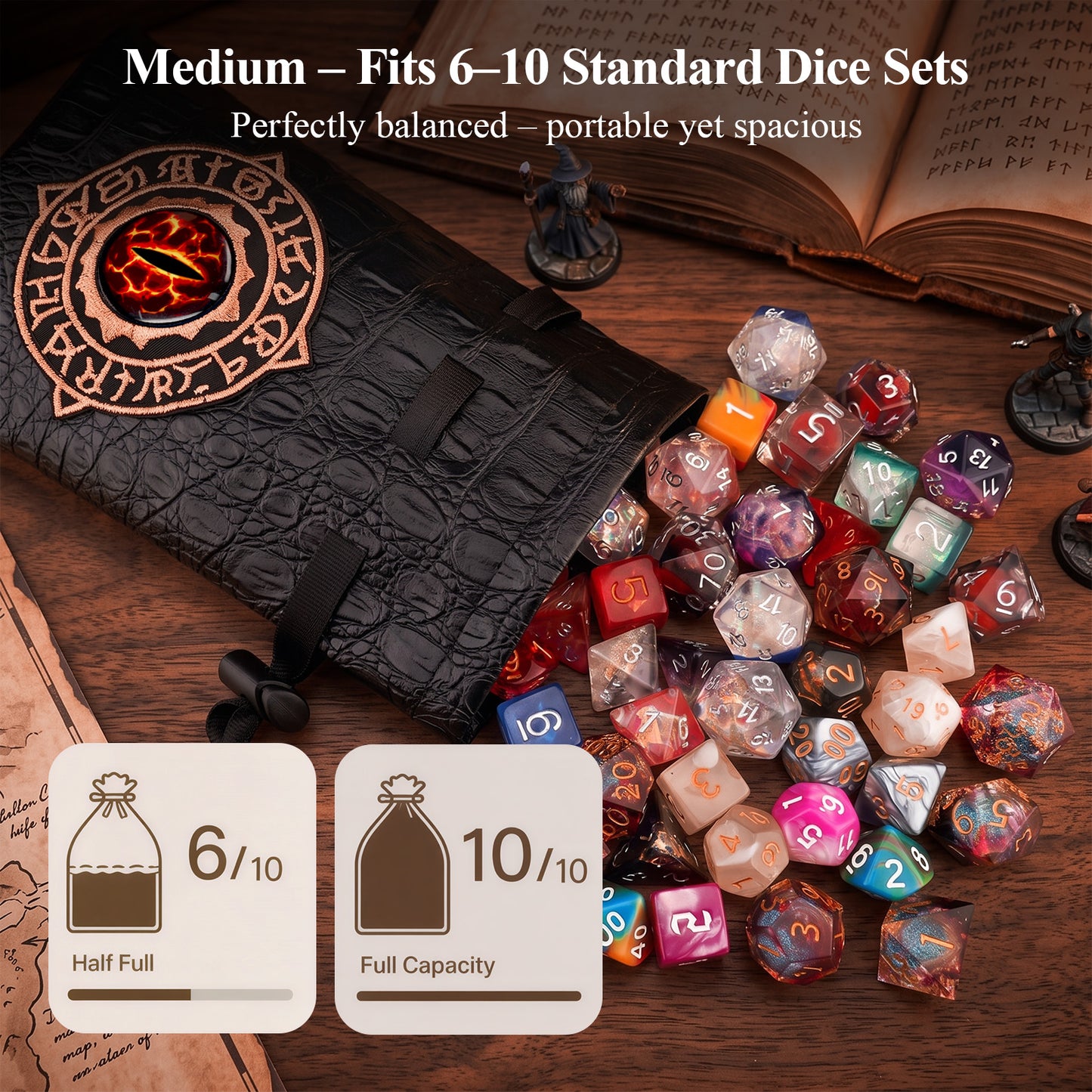 Haxtec Embroidered Rune-Infused Red Dragon Eye PU Leather Bag