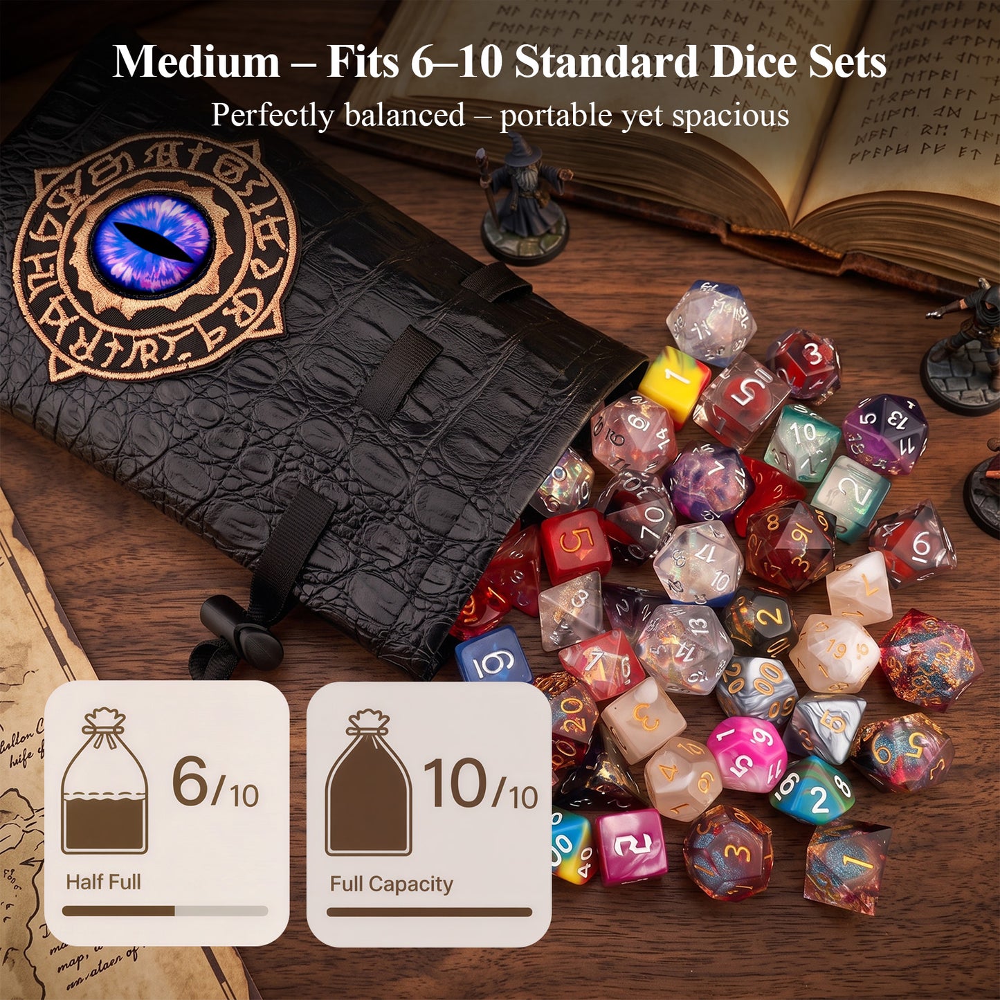 Haxtec Embroidered Rune-Infused Purple Dragon Eye PU Leather Bag