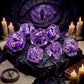 Haxtec Arcane Gaze Purple Eye Liquid Core Dice – Diamond-Cut Resin Set with Metal Case
