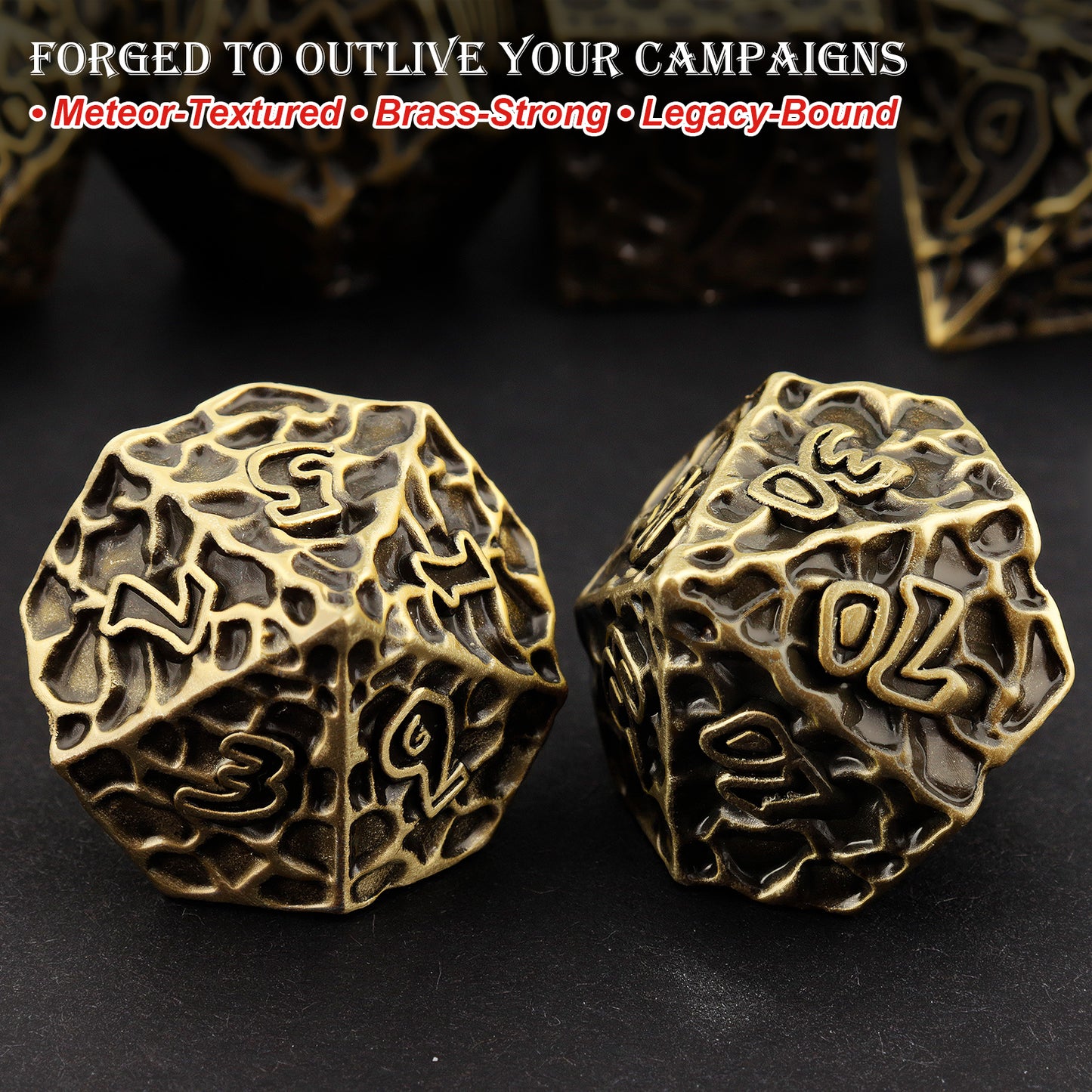 Haxtec Meteorite Texture Metal DnD Dice Set Ancient Bronze