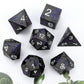 Haxtec Blue Spider Lily Flower Metal DND Dice Set for Dungeons and Dragons TTRPG-Black Blue Glitter