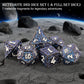 Haxtec Meteorite Texture Metal DnD Dice Set Flash Blue Purple with White Numbers