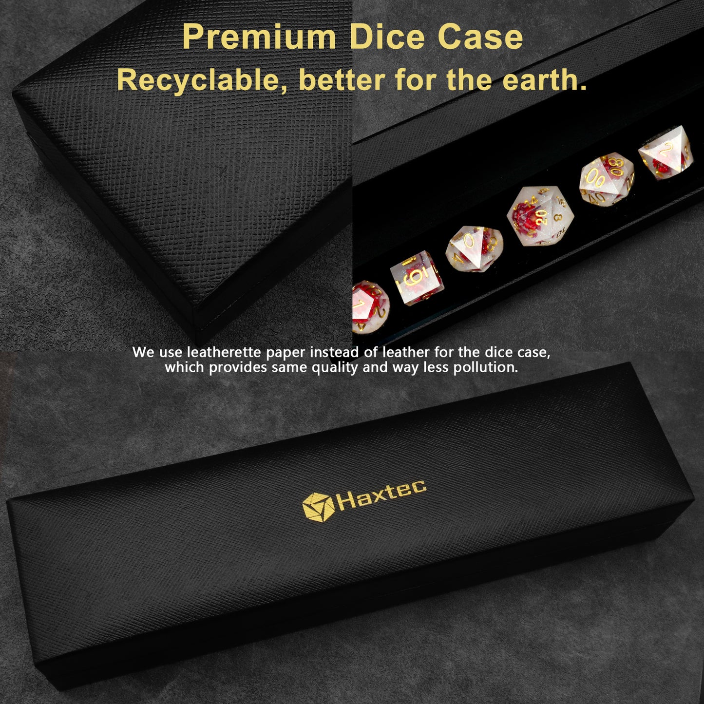 Haxtec Sharp Edge DND Dice Red Flower Resin Dice Set with Dice Case