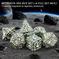 Haxtec Meteorite Texture Metal DnD Dice Set Aqua Light Green White  Numbers