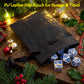 Haxtec Christmas Metal DnD Dice Set with Leather Pouch – Blue Yellow with Silver Edge