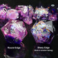 Haxtec DND Dice Set 7PCS Purple Galaxy Polyhedral Resin Dice Set With Iridescent Mylar Inclusions