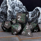 Haxtec Green Spider Lily Flower Metal DND Dice Set for Dungeons and Dragons TTRPG-Black Green Glitter