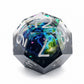 Haxtec Blue Planet Liquid Core Sharp Edge Resin DND Dice Set with Metal Case