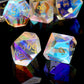 Haxtec Rainbow Glass Dice Set with Dice Case-Dichroic Prism Glass Gemstone DND Dice