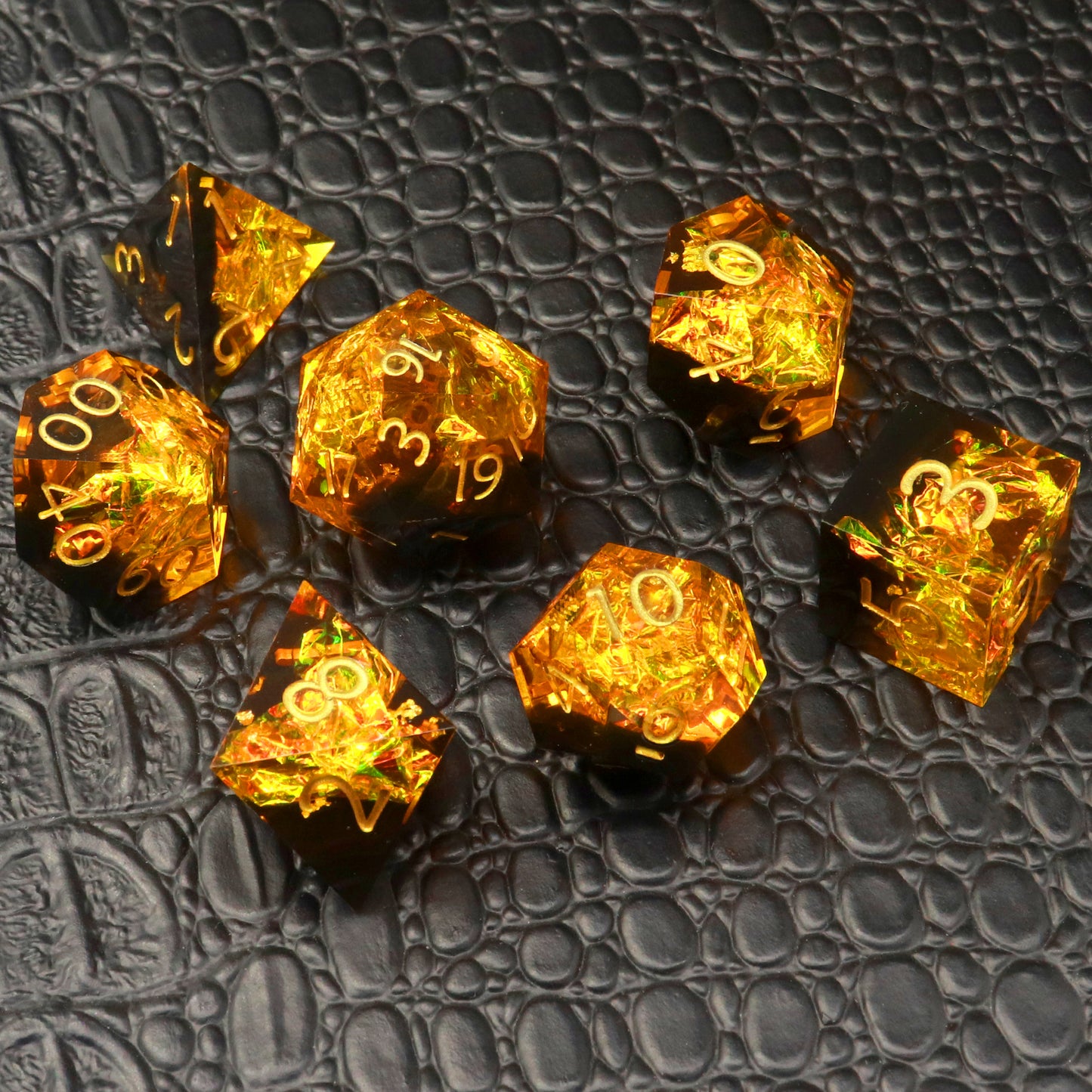 Haxtec Sharp Edge Dice Set DND Dice D&D Dice for Dungeons and Dragons Gift-Fire Galaxy