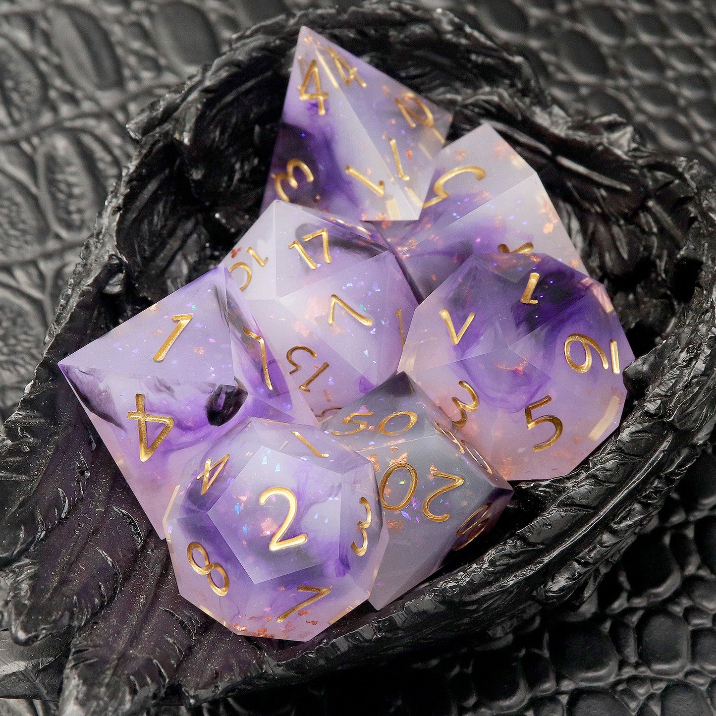 Haxtec Sharp Edge Dice Set DND Dice D&D Dice for Dungeons and Dragons Gift- Nebula